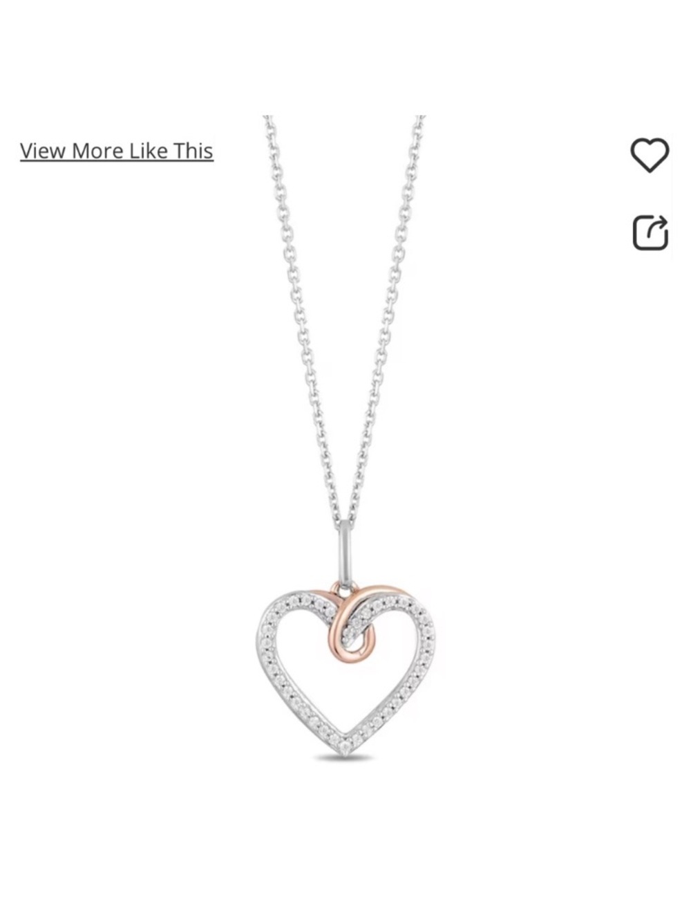 Kay Jewelers Hallmark diamond heart necklace Silver and Rose Gold